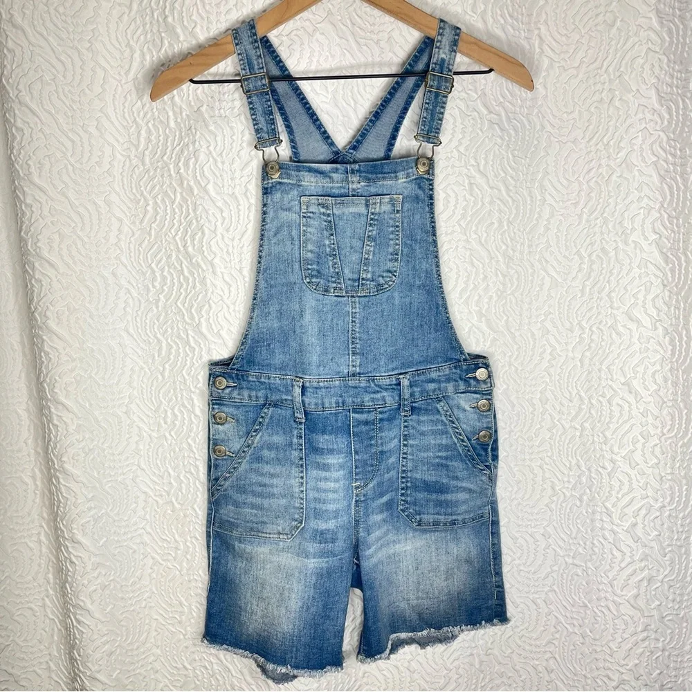 Hippie Girl Girls 14 Distressed Raw Hem Denim Shortalls Overall Shorts